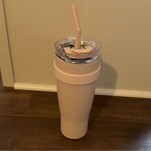 Insulated Pink Tumbler with Straw